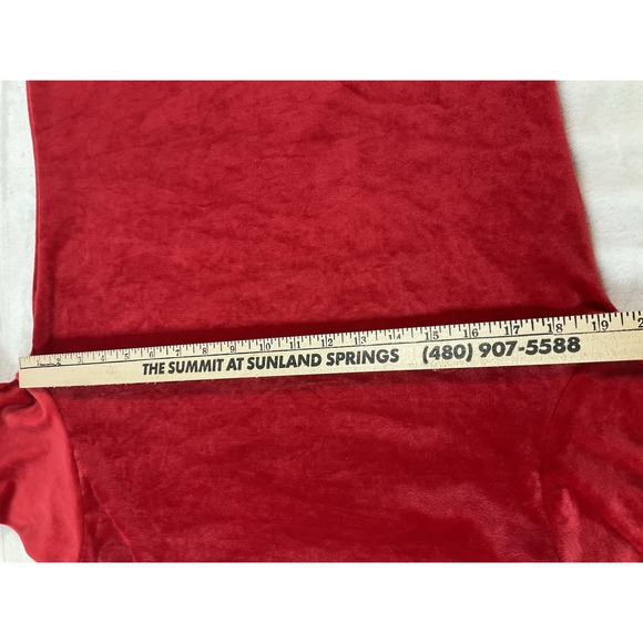 Vintage‎ Velour 90's Solid Red Mock Neck Short Sleeve T-shirt Blouse Medium - Picture 4 of 7